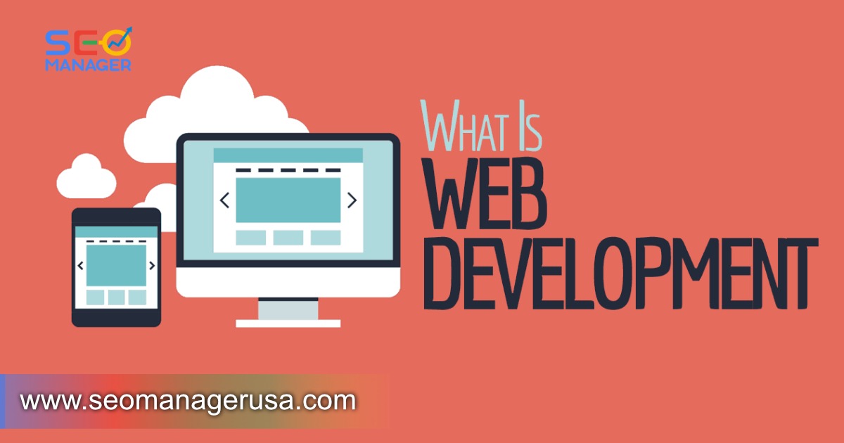 Shows an infographic about the definition of website development.